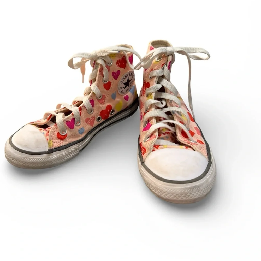 Coverse girls kids Colorful Heart Pattern High-Top Sneakers size 1